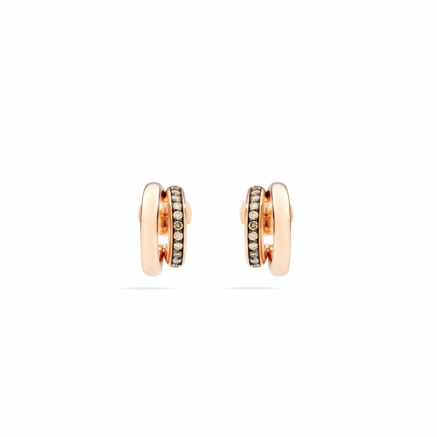 Boucles d'oreilles Pomellato Iconica en or rose et diamants bruns
