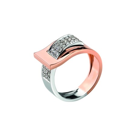 Bague Clozeau DÉFERLANTE en or rose, or blanc et diamants