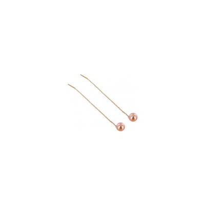 Boucles d'oreilles en or rose et perle de culture d'eau douce