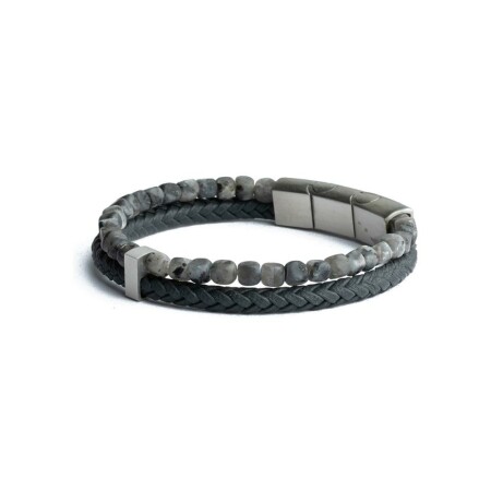 Bracelet Gemini Classics en acier et larvikite