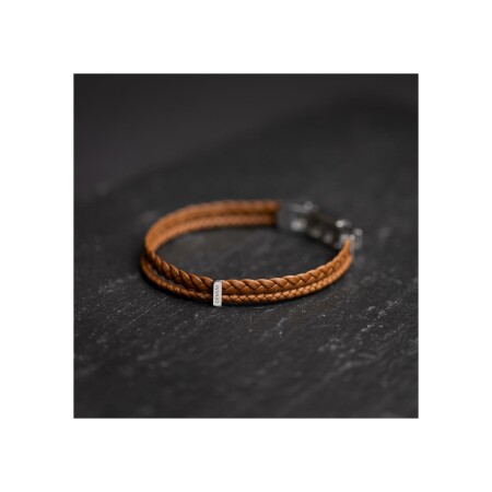 Bracelet Gemini double en cuir marron clair