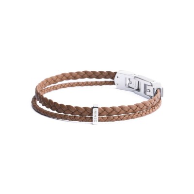 Bracelet Gemini double en cuir marron clair