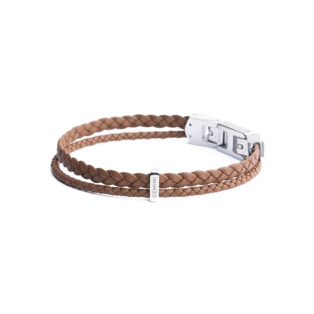 Bracelet Gemini double en cuir marron clair