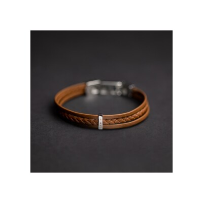 Bracelet Gemini triple en cuir marron clair