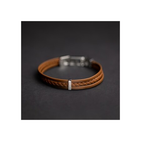 Bracelet Gemini triple en cuir marron clair