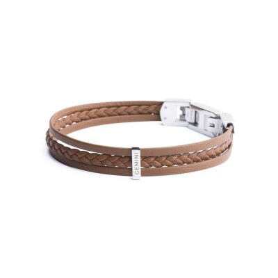 Bracelet Gemini triple en cuir marron clair