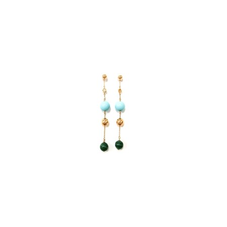 Boucles d’oreilles Isabelle Barrier en or rose, malachite et diamants