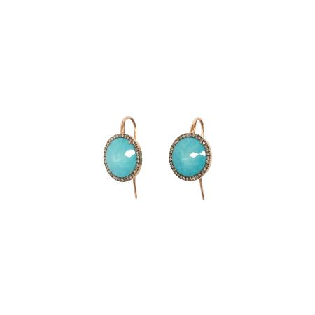 Boucles d'oreilles Isabelle Barrier en or rose, diamants et turquoise