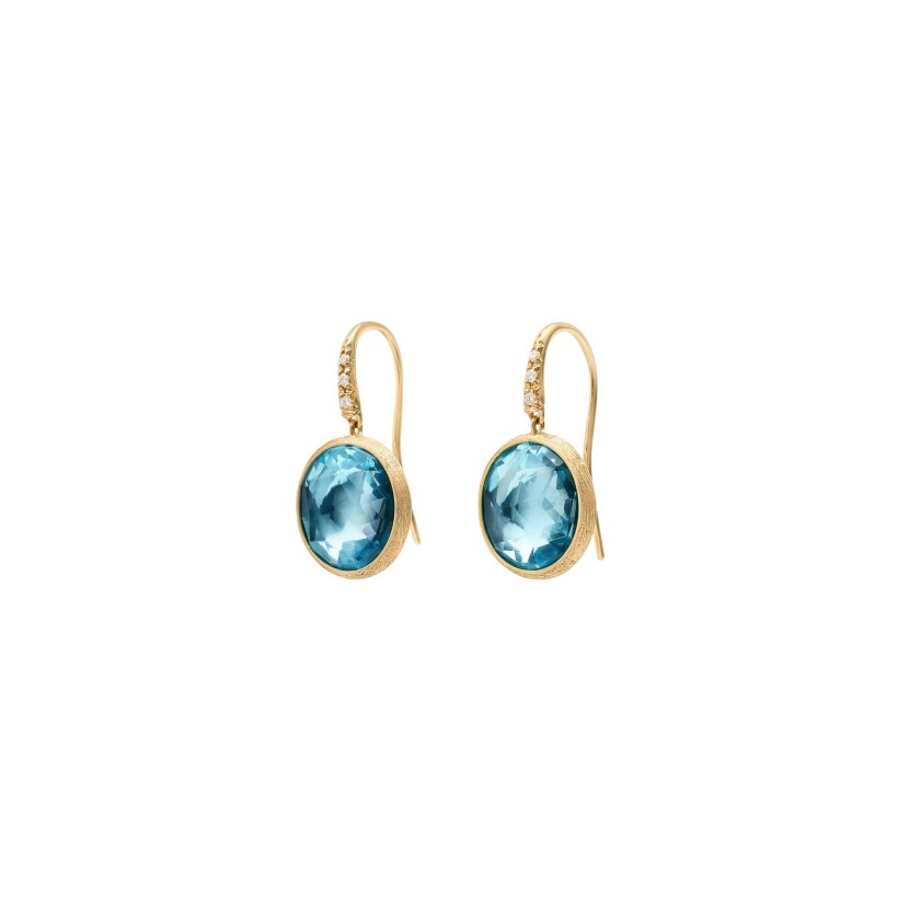 Boucles d'oreilles pendantes Marco Bicego Jaipur Colour en or jaune, topaze bleue et diamants