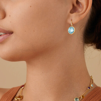 Boucles d'oreilles pendantes Marco Bicego Jaipur Colour en or jaune, topaze bleue et diamants
