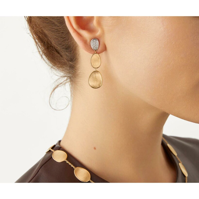 Boucles d'oreilles pendantes Marco Bicego Lunaria en or jaune et diamants