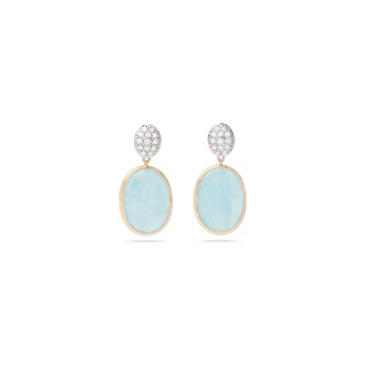 Boucles d'oreilles Marco Bicego SIVIGLIA en or jaune, diamants et aigue-marine
