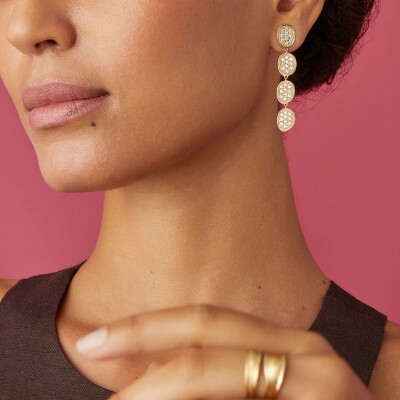 Boucles d'oreilles pendantes Marco Bicego Lunaria Alta en or jaune et diamants