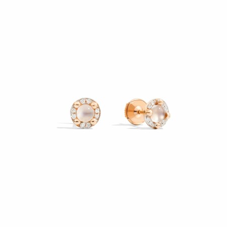 Boucles d'oreilles Pomellato M'ama non m'ama en or rose, pierres de lune et diamants