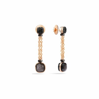 Boucles d'oreilles Pomellato Nudo en or rose, or blanc, obsidienne, et diamants noirs polis