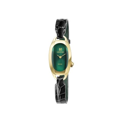 Montre March LA.B OBLONGUE ELECTRIQUE 20 MM - EMERALD - Alligator Noir