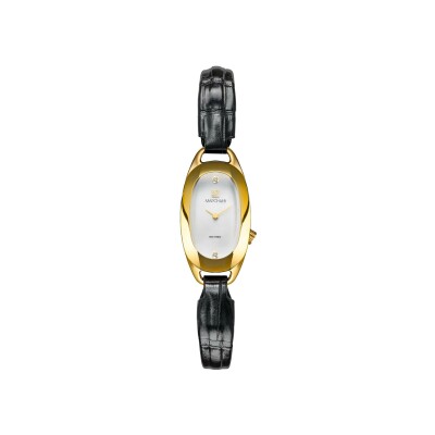 Montre March LA.B Oblongue Electrique - Nacre Or 18k - Alligator Noir