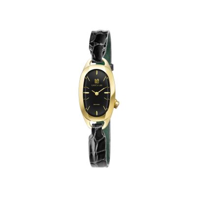 Montre March LA.B OBLONGUE ELECTRIQUE 20 MM - SUPREME - Alligator Noir Grandes Ecailles