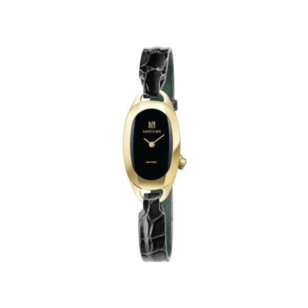 Montre March LA.B OBLONGUE ELECTRIQUE 20 MM - SUPREME - Alligator Noir Grandes Ecailles