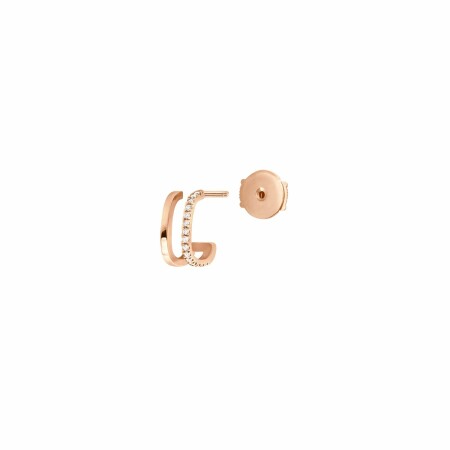 Mono Boucle d'oreille Vanrycke Charlie Double Or rose semi pavee de Diamants, Droite