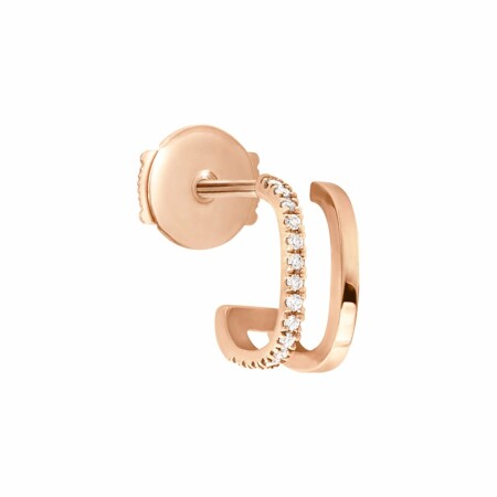 Mono Boucle d'oreille Vanrycke Charlie Double Or rose semi pavee de Diamants, Gauche