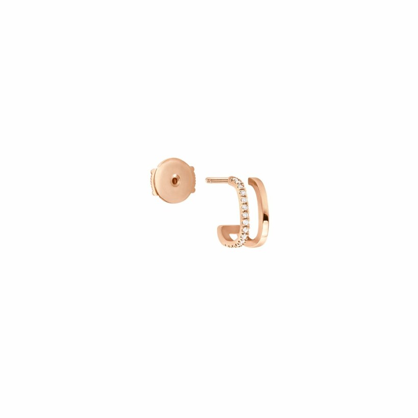 Mono Boucle d'oreille Vanrycke Charlie Double Or rose semi pavee de Diamants, Gauche