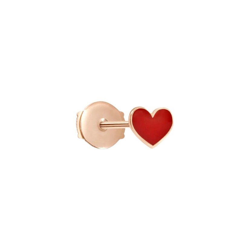 Mono boucle d'oreille Vanrycke Emoji Cœur en or rose et email