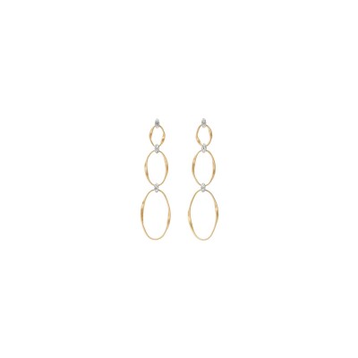 Boucles d'oreilles Marco Bicego MARRAKECH ONDE en or jaune, or blanc et diamants