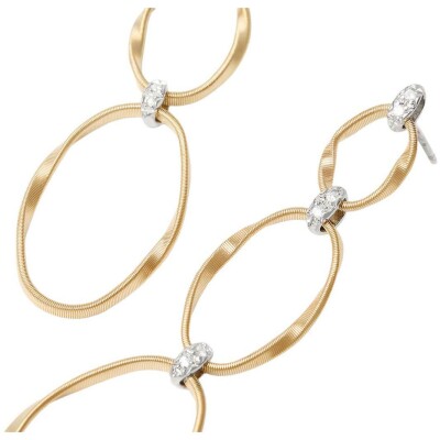 Boucles d'oreilles Marco Bicego MARRAKECH ONDE en or jaune, or blanc et diamants
