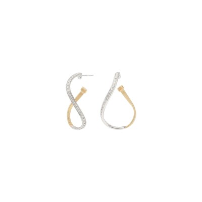 Boucles d'oreilles créoles Marco Bicego MARRAKECH en or jaune, or blanc et diamants