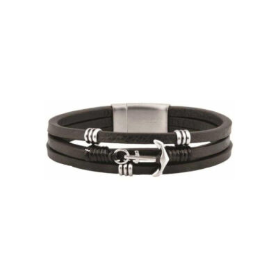 Bracelet Officina 1986 en acier et cuir