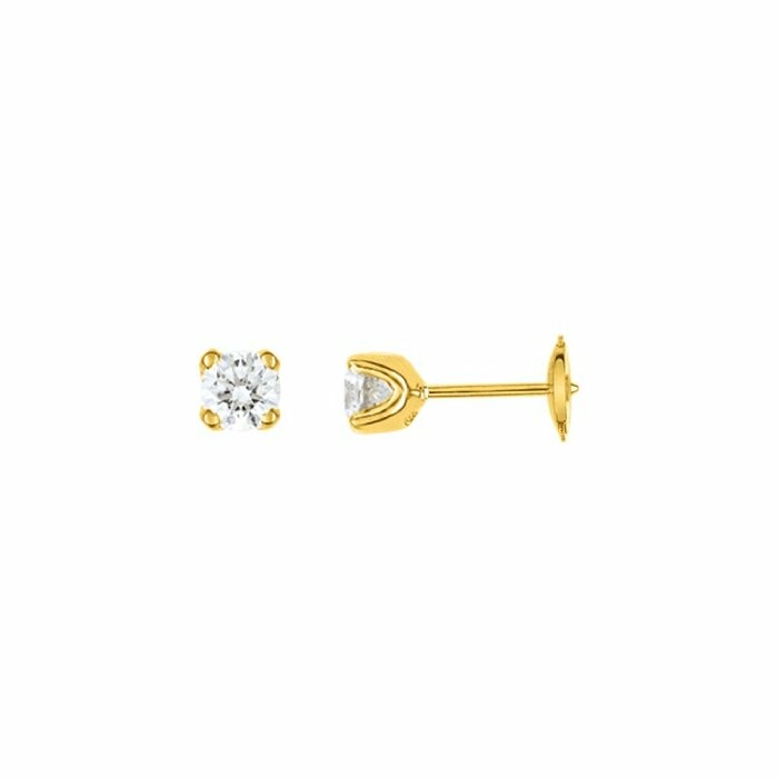 Boucles d'oreilles clous en or jaune et diamants