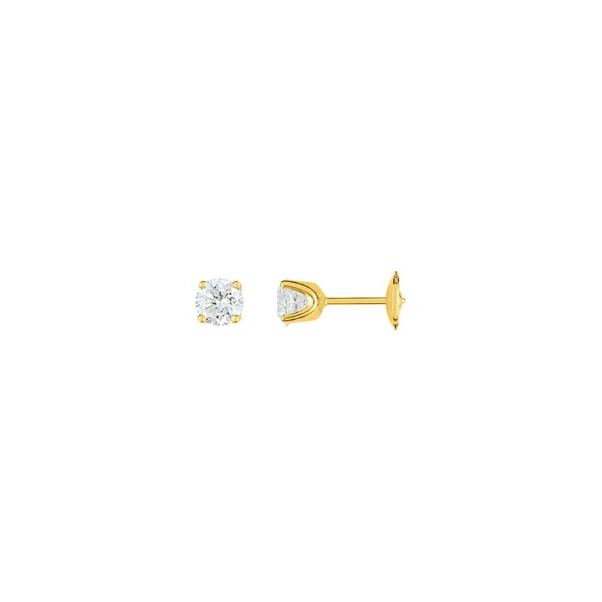 Puces d'oreilles en or jaune et diamants