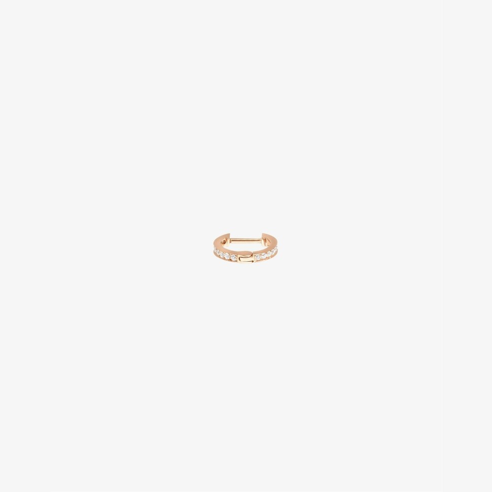Mono boucle d'oreille créole Vanrycke Officiel en or rose et pavée de diamants, taille XS