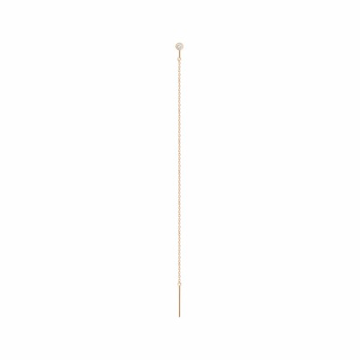 Mono boucle d'oreille Vanrycke One en or rose et 1 diamant, longueur 8cm