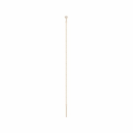 Mono boucle d'oreille Vanrycke One en or rose et 1 diamant, longueur 8cm