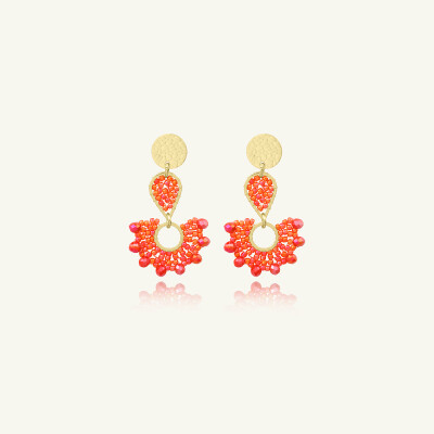 Boucles d'oreilles Sàntibé Bijoux Ophélia en laiton, métal doré et perles corail