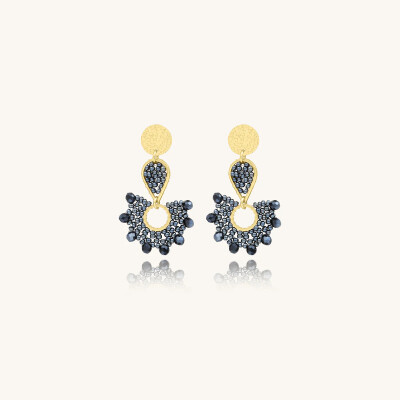 Boucles d'oreilles Sàntibé Bijoux Ophélia en laiton, métal doré et perles gris