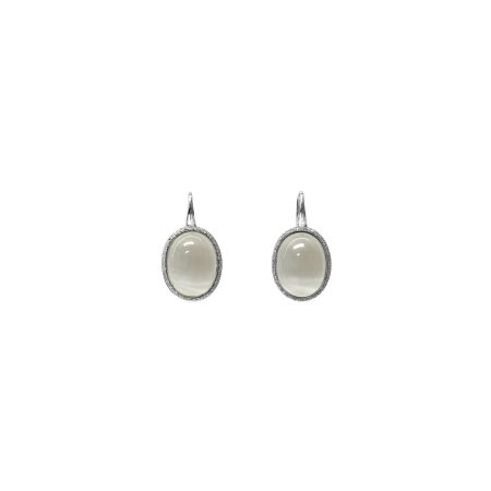 Boucles d'oreilles Isabelle Barrier en or blanc, diamants naturels et quartz