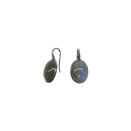 Boucles d'oreilles Isabelle Barrier en or blanc et labradorite