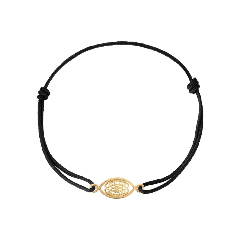 Bracelet sur cordon noir Charlet Orma en or jaune