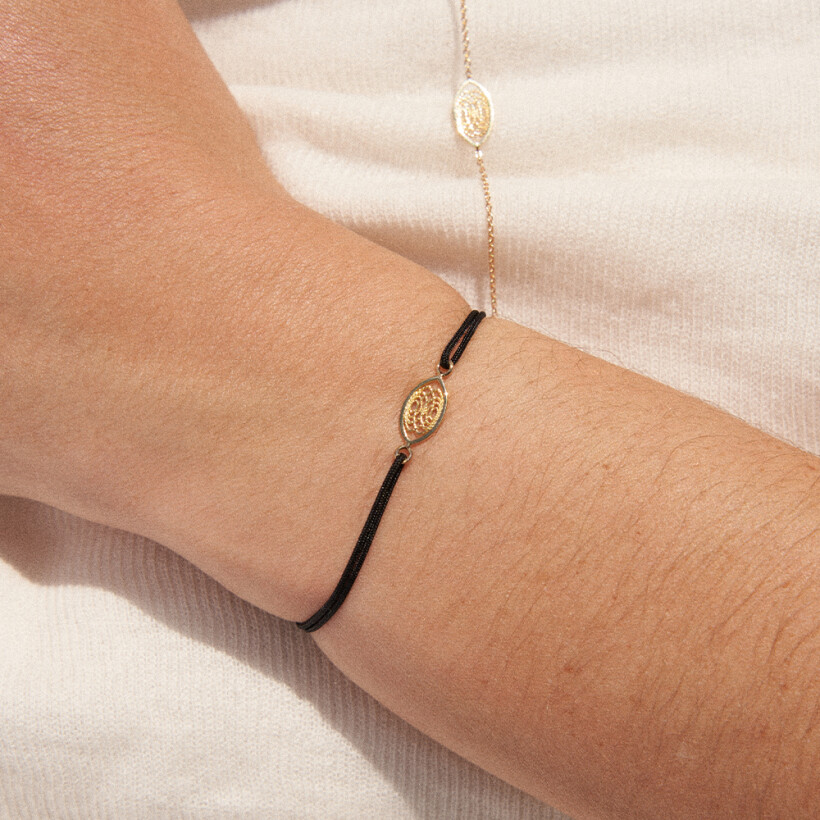 Bracelet sur cordon noir Charlet Orma en or jaune