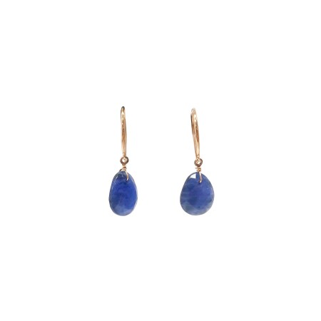 Boucles d'oreilles Isabelle Barrier en or rose et sodalite