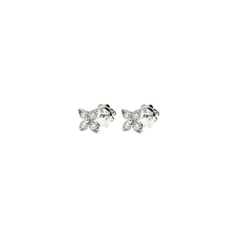Puces d'oreilles Isabelle Barrier en or blanc et diamants de 0.18ct
