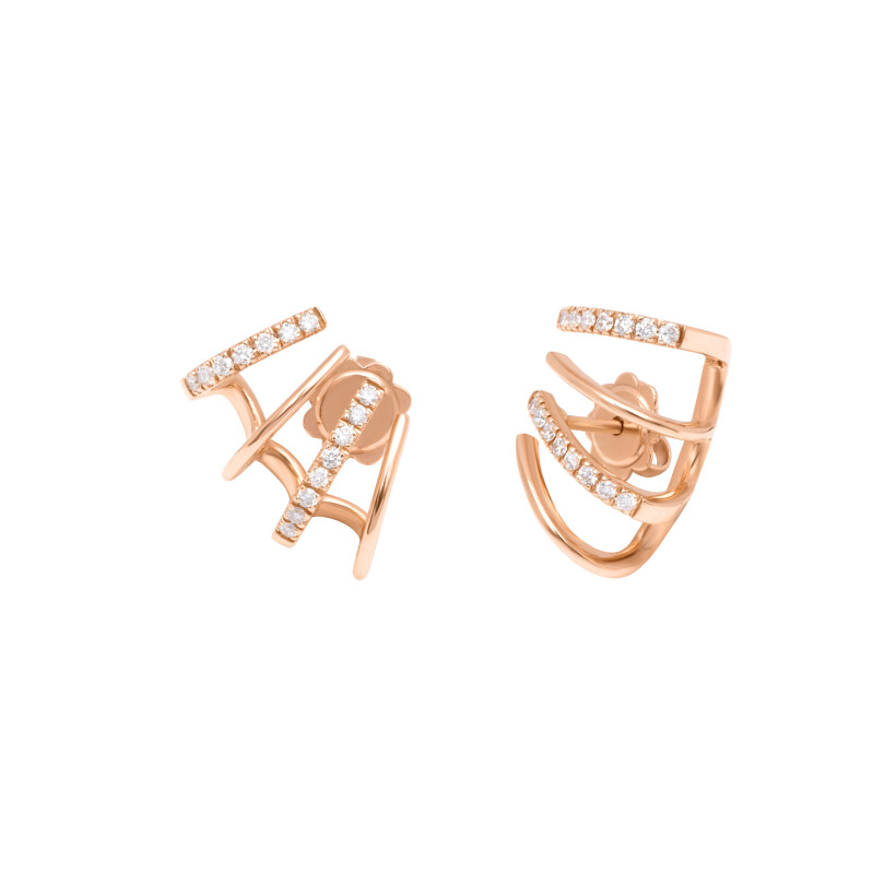 Boucles d'oreilles Mix&Match en or rose et diamants