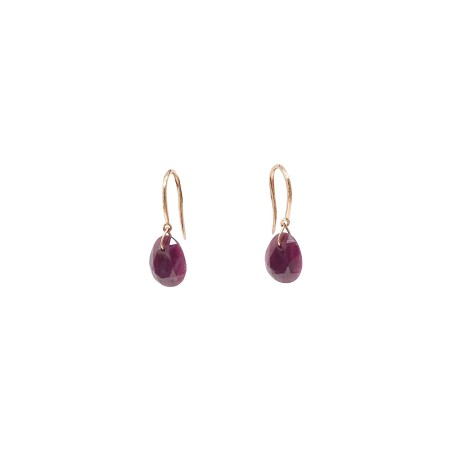 Boucles d'oreilles Isabelle Barrier en or rose et rubis