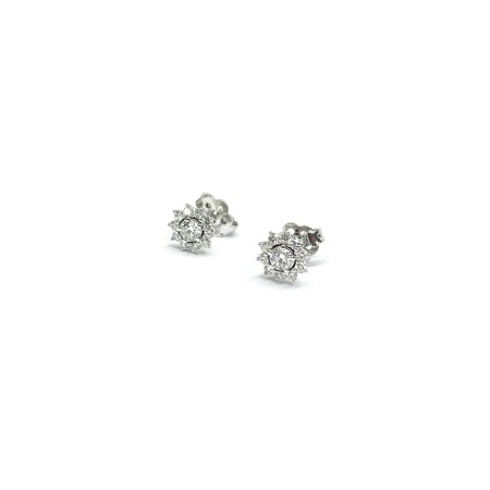 Puces d'oreilles Isabelle Barrier Entourage en or blanc et diamants de 0.44ct