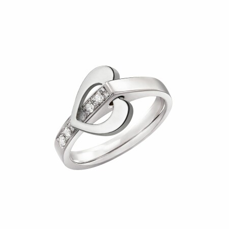 Bague Lilistone l'Originale en or blanc, motif coeur en or blanc 18 carats et diamants blancs