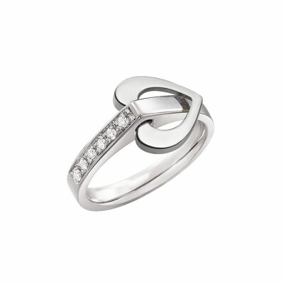 Bague Lilistone l'Originale en or blanc, motif coeur en or blanc 18 carats et diamants blancs