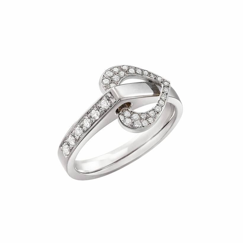 Bague Lilistone l'Originale en or blanc, motif coeur en or blanc 18 carats et diamants blancs sur l'anneau et diamants blancs sur le motif